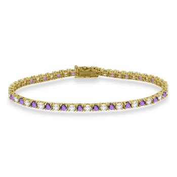 Alternating Diamond & Amethyst Eternity Bracelet 14K Yellow Gold (8.37ct)