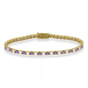 Alternating Diamond & Amethyst Eternity Bracelet 14K Yellow Gold (6.99ct)