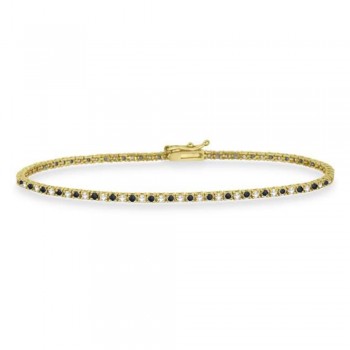 Alternating Diamond & Black Diamond Eternity Bracelet 14K Yellow Gold (1.00ct)