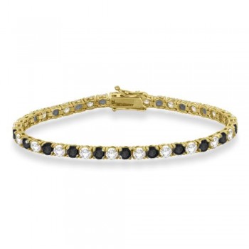 Alternating Diamond & Black Diamond Eternity Bracelet 14K Yellow Gold (11.87ct)