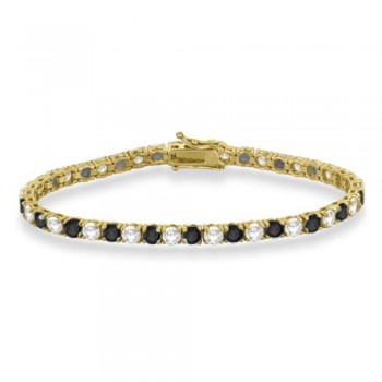 Alternating Diamond & Black Diamond Eternity Bracelet 14K Yellow Gold (10.01ct)