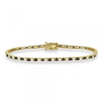 Alternating Diamond & Black Diamond Eternity Bracelet 14K Yellow Gold (3.51ct)