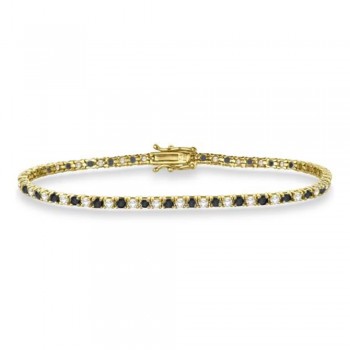 Alternating Diamond & Black Diamond Eternity Bracelet 14K Yellow Gold (3.00ct)