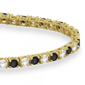 Alternating Diamond & Black Diamond Eternity Bracelet 14K Yellow Gold (4.13ct)