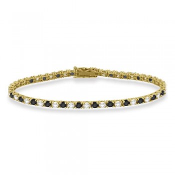 Alternating Diamond & Black Diamond Eternity Bracelet 14K Yellow Gold (5.51ct)