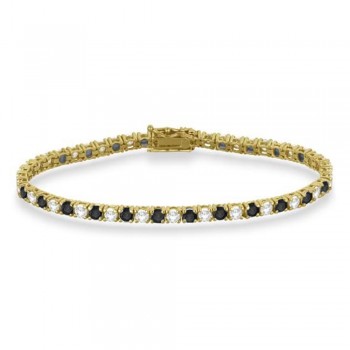 Alternating Diamond & Black Diamond Eternity Bracelet 14K Yellow Gold (8.37ct)
