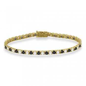 Alternating Diamond & Black Diamond Eternity Bracelet 14K Yellow Gold (7.08ct)