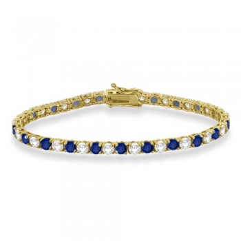 Alternating Diamond & Blue Sapphire Eternity Bracelet 14K Yellow Gold (11.87ct)