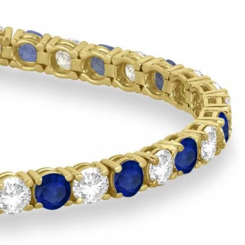 Alternating Diamond & Blue Sapphire Eternity Bracelet 14K Yellow Gold (11.87ct)