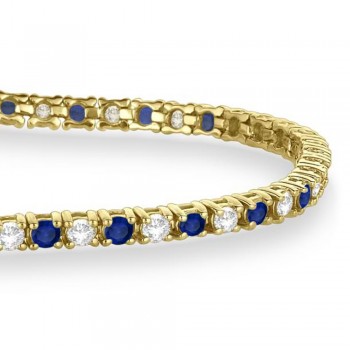 Alternating Diamond & Blue Sapphire Eternity Bracelet 14K Yellow Gold (3.47ct)