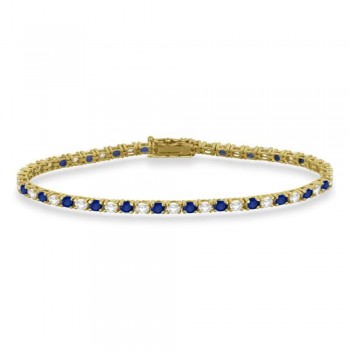Alternating Diamond & Blue Sapphire Eternity Bracelet 14K Yellow Gold (4.39ct)