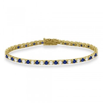 Alternating Diamond & Blue Sapphire Eternity Bracelet 14K Yellow Gold (6.14ct)
