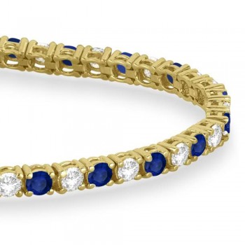 Alternating Diamond & Blue Sapphire Eternity Bracelet 14K Yellow Gold (6.14ct)