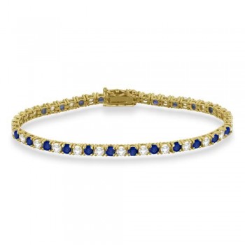 Alternating Diamond & Blue Sapphire Eternity Bracelet 14K Yellow Gold (8.37ct)