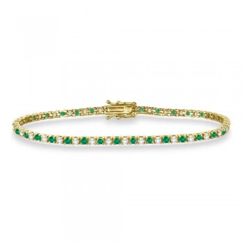 Alternating Diamond & Emerald Eternity Tennis Bracelet 14K Yellow Gold (2.90ct)