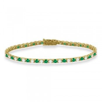 Alternating Diamond & Emerald Eternity Tennis Bracelet 14K Yellow Gold (4.73ct)