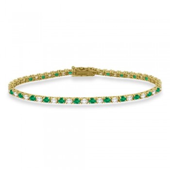 Alternating Diamond & Emerald Eternity Tennis Bracelet 14K Yellow Gold (4.06ct)
