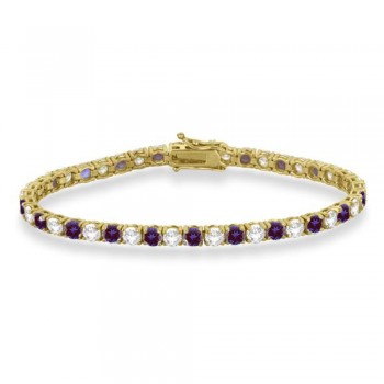 Alternating Diamond & Lab Alexandrite Eternity Tennis Bracelet 14K Yellow Gold (11.43ct)