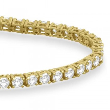 Diamond & Amethyst Eternity Tennis Bracelet 14K Yellow Gold (4.43ct)