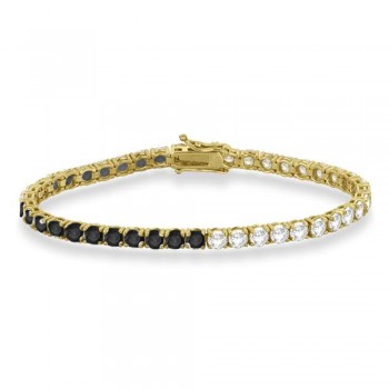 Diamond & Black Diamond Eternity Tennis Bracelet 14K Yellow Gold (10.01ct)