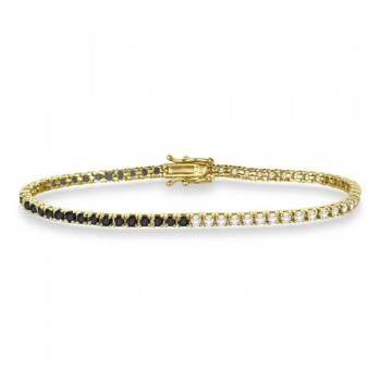Diamond & Black Diamond Eternity Tennis Bracelet 14K Yellow Gold (3.51ct)