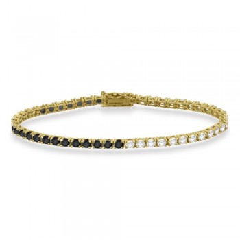 Diamond & Black Diamond Eternity Tennis Bracelet 14K Yellow Gold (5.51ct)