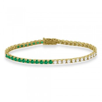 Lab Grown Diamond & Emerald Eternity Tennis Bracelet 14K Yellow Gold (5.17ct)