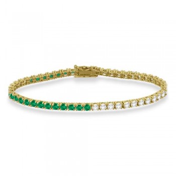 Lab Grown Diamond & Emerald Eternity Tennis Bracelet 14K Yellow Gold (6.52ct)
