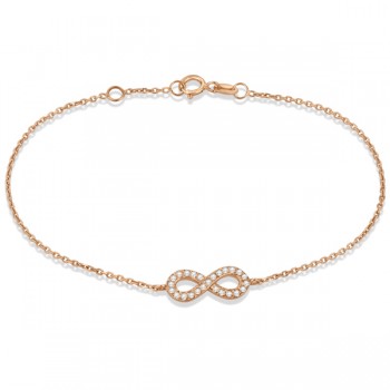 Diamond Sideways Mini Infinity Bracelet in 14k Rose Gold 0.15ct