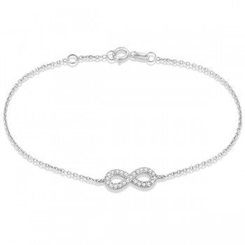 Diamond Sideways Mini Infinity Bracelet in 14k White Gold 0.15ct