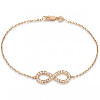 Diamond Sideways Large Infinity Bracelet in 14k Rose Gold 0.40ct