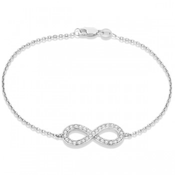 Diamond Sideways Large Infinity Bracelet in 14k White Gold 0.40ct