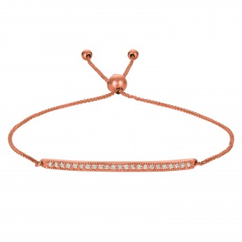 Flexible Rope Friendship Bolo Bar Diamond Bracelet 14k Rose Gold (0.20ct)