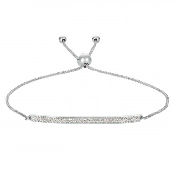 Flexible Rope Friendship Bolo Bar Diamond Bracelet 14k White Gold (0.20ct)