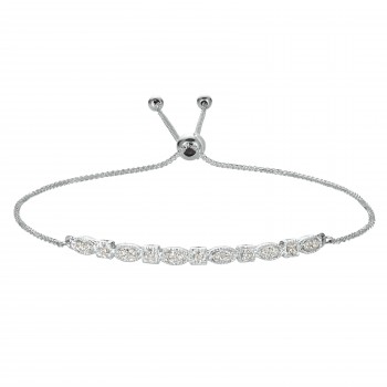 Bolo Marquise and Dot Diamond Bracelet 14k White Gold (0.26ct)