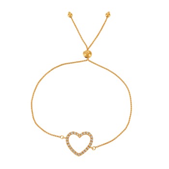 Bolo Diamond Heart Adjustable Bracelet 14k Yellow Gold (0.25ct)