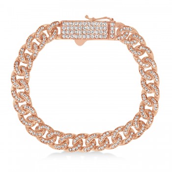 Diamond Miami Cuban Chain Bracelet 14k Rose Gold (3.05ct)