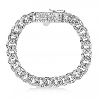 Diamond Miami Cuban Chain Bracelet 14k White Gold (3.05ct)