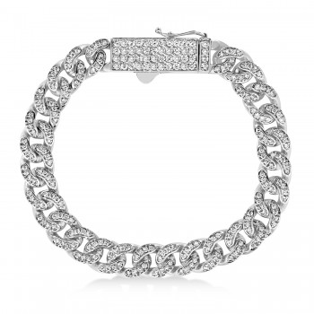 Diamond Miami Cuban Chain Bracelet 14k White Gold (3.50ct)