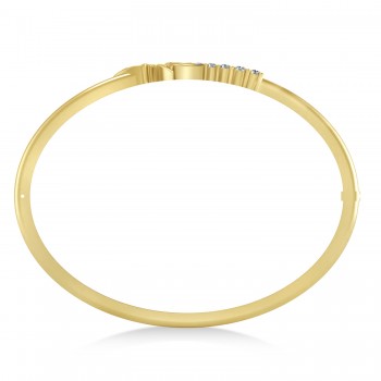 Diamond Palm Tree Bangle Bracelet 14k Yellow Gold (0.57ct)