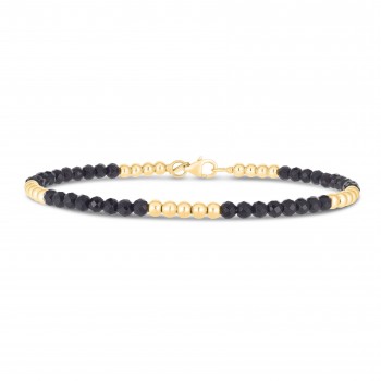 Onyx Bead Stackable Bracelet in 14k Yellow Gold