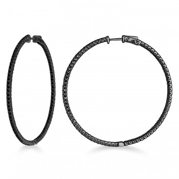 Unique X-Large Black Diamond Hoop Earrings in 14k Black Gold (3.00ct)