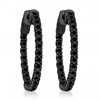 Prong-Set Black Diamond Hoop Earrings in 14k Black Gold (1.00ct)