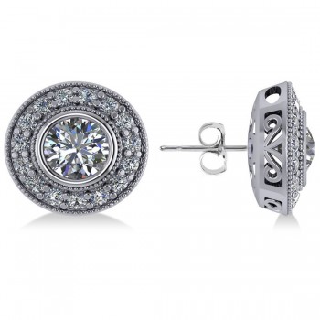 Diamond Halo Round Earrings 14k White Gold (2.90ct)