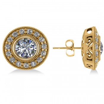 Diamond Halo Round Earrings 14k Yellow Gold (2.90ct)