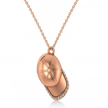 Diamond Baseball Cap Men's Pendant Necklace 14K Rose Gold (0.17 ct)