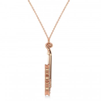 Diamond Violin Music Pendant Necklace 14K Rose Gold (0.16ct)