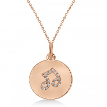 Diamond Musical Beam Note Disc Pendant Necklace 14K Rose Gold (0.10ct)