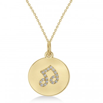 Diamond Musical Beam Note Disc Pendant Necklace 14K Yellow Gold (0.10ct)