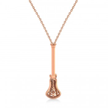 Lacrosse Stick Charm Men's Pendant Necklace 14K Rose Gold